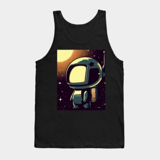Cute little vintage cartoon astronaut with jetpack in space Tank Top